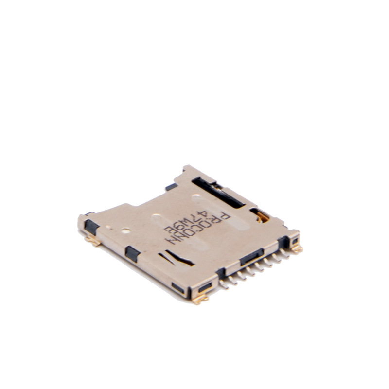 现货供应 PROCONN 钜航MSPN09-A0-4000自弹外焊式TF卡座 高度1.5H